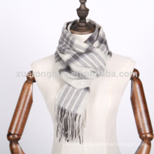 grey white color check pattern wool scarf for winter Inner Mongolia Origin